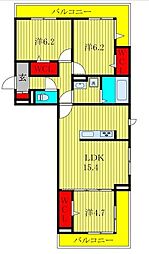 ガーベラ・グレイス 3階3LDKの間取り