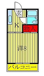 ホワイトハウス'85 1Kの間取図画像