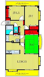 ライオンズガーデン都賀1番館 3LDKの間取図画像