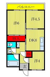 安藤コーポ 3DKの間取図画像