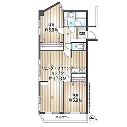 ライオンズマンション沢渡 2LDKの間取図画像