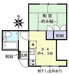 都営新宿線 西大島駅 徒歩8分の賃貸アパート 2階1DKの間取り