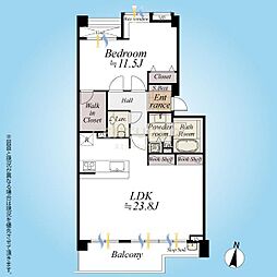デュオヒルズ御殿山 1LDKの間取り
