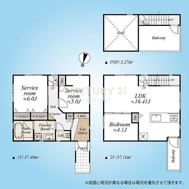 間取図／Ｂ号棟、木造二階建て3LDKタイプ＋ルーフバルコニー