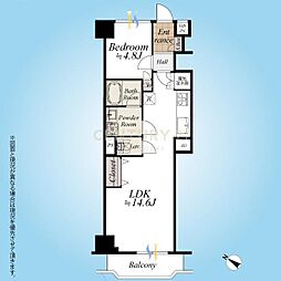 ニックハイム中目黒 1LDKの間取図画像
