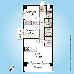 日商岩井東品川マンション 2LDKの間取図画像