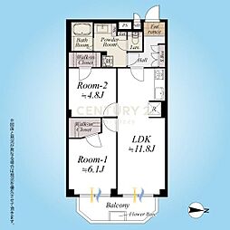 大森山王リハイム 2LDKの間取図画像