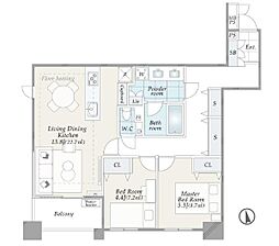 パラッシオ目黒不動前 2LDKの間取図画像