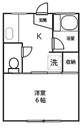 国際ハイツ 1Kの間取図画像