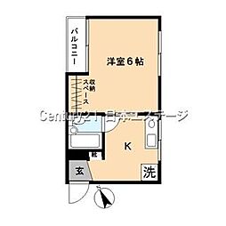 リベラルＩＩ 3階1Kの間取り