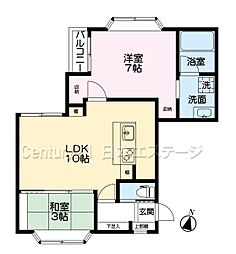 西小山アパートメント 2階2LDKの間取り
