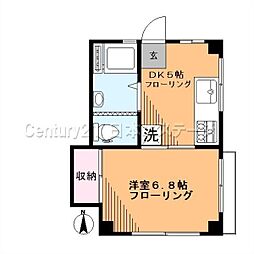 マンション菊栄 1DKの間取図画像
