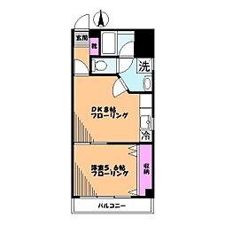 エンジェルス守屋 1DKの間取図画像