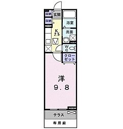 ビッグウエスト 1Kの間取図画像