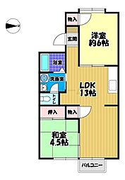緑ケ丘ハイツ 2LDKの間取図画像