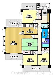 東急ドエル・アルス三日市 4LDKの間取図画像