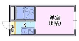 コーポ柏村 3階1Kの間取り