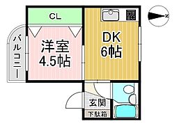 メゾンド　ポエジー 2階1DKの間取り