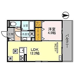 vogue京都桂 1階1LDKの間取り