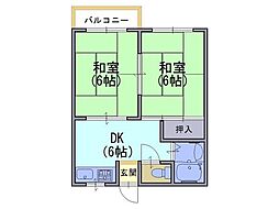 プルミエールハイツ2 2DKの間取図画像