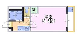 カーサヴェルデ 1Kの間取図画像