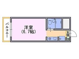フロイデ東向日 1Kの間取図画像