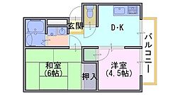 サンライフウィンディアB 2DKの間取図画像