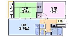 ヴィラたみあき 2DKの間取図画像