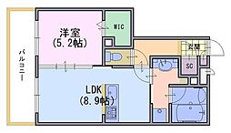 セジュール暁 1LDKの間取図画像