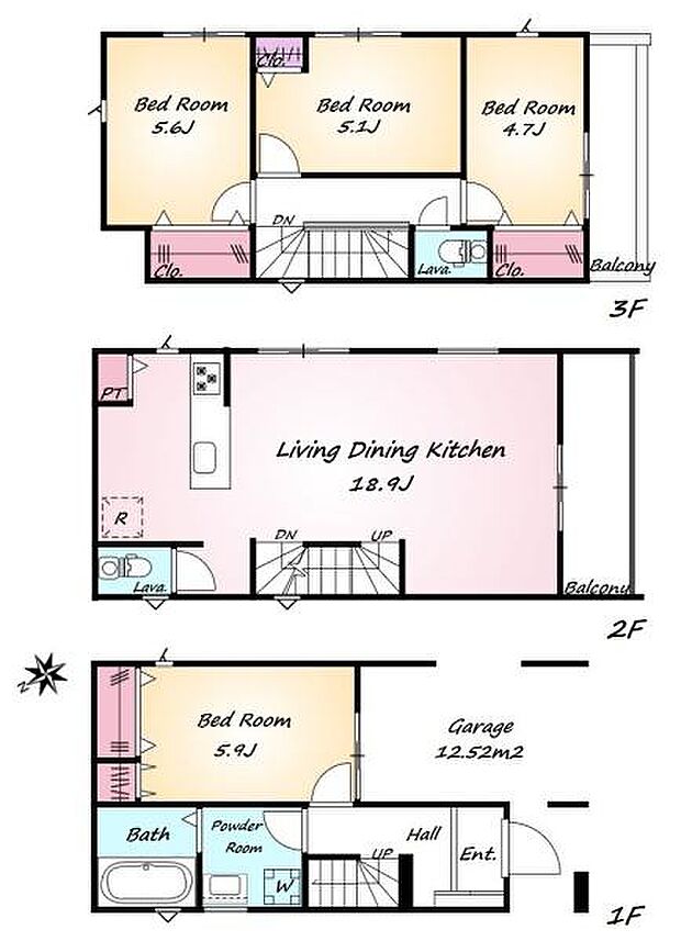 《間取り》■リビング中心の新生活。光を取り入れる開放的な設計で居心地の良い時間を演出します。