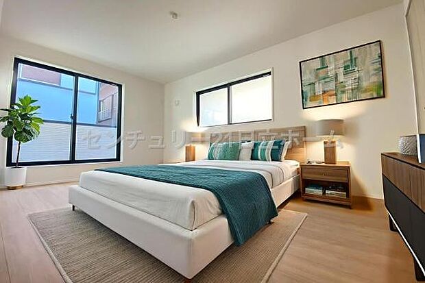 《寝室》　■本画像は家具や小物の配置をCGで作成しており、実際に現地に家具や小物は置かれておりません。また、価格に家具や小物は含まれておりません。