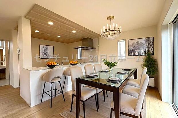 《ダイニングキッチン》 ■本画像は家具の配置をCGで作成しており、実際に現地に家具は置かれておりません。また、価格に家具は含まれておりません。