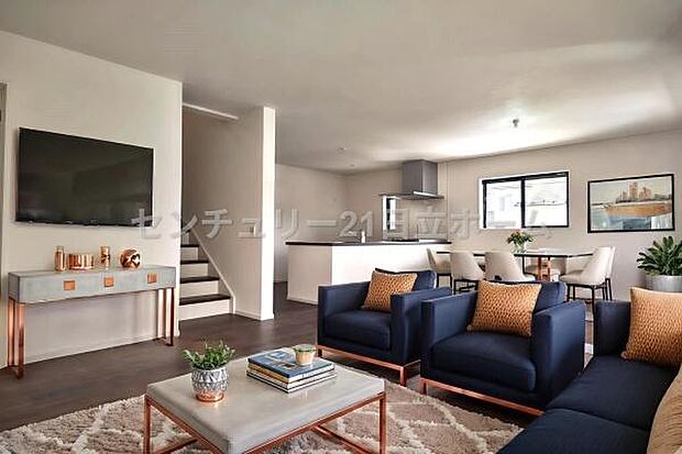 《リビングダイニング》 ■本画像は家具の配置をCGで作成しており、実際に現地に家具は置かれておりません。また、価格に家具は含まれておりません。