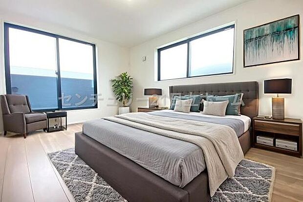 《寝室》　■本画像は家具や小物の配置をCGで作成しており、実際に現地に家具や小物は置かれておりません。また、価格に家具や小物は含まれておりません。