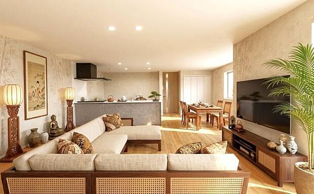 《リビングダイニング》　■本画像は家具家電や小物の配置をCGで作成しており、実際に現地に家具家電や小物は置かれておりません。また、価格に家具家電や小物は含まれておりません。