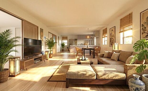 《リビングダイニング》 ■本画像は家具や小物の配置をCGで作成しており、実際に現地に家具や小物は置かれておりません。また、価格に家具や小物は含まれておりません。