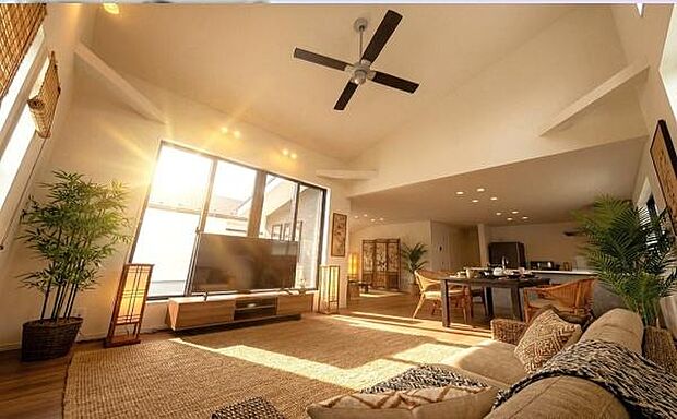 《同仕様》 ■明るく開放的なリビング。本画像は家具家電や小物の配置をCGで作成しており、実際に現地に家具家電や小物は置かれておりません。また、価格に含まれておりません。