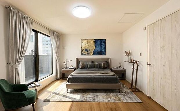 《寝室》　■個の時間をたっぷり楽しめる快適空間です。本画像は家具家電や小物の配置をCGで作成しており、実際に現地に家具家電や小物は置かれておりません。また、価格に含まれておりません。