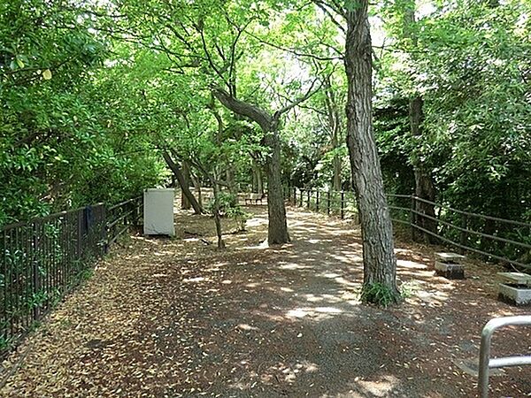 日吉の丘公園まで741m、丘の上で、木々に囲まれてリラックス　広場遊びや、お花見をゆっくり楽しめます。