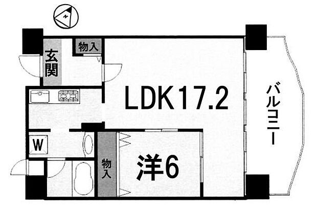 琵琶湖アーバンリゾート1番館(1LDK) 4階の間取り