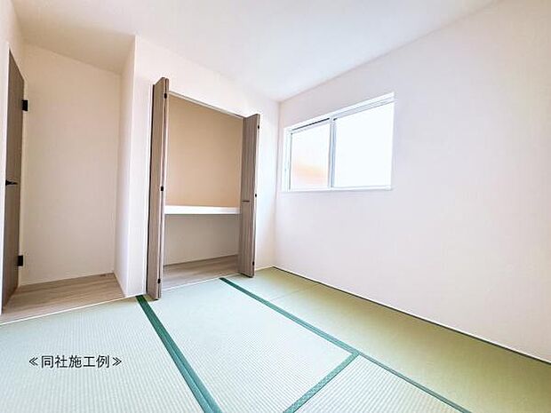 【和室】ゆったり落ち着いた和室です!客間としてもお使いいただけます!リビングと一体で利用も可能です!