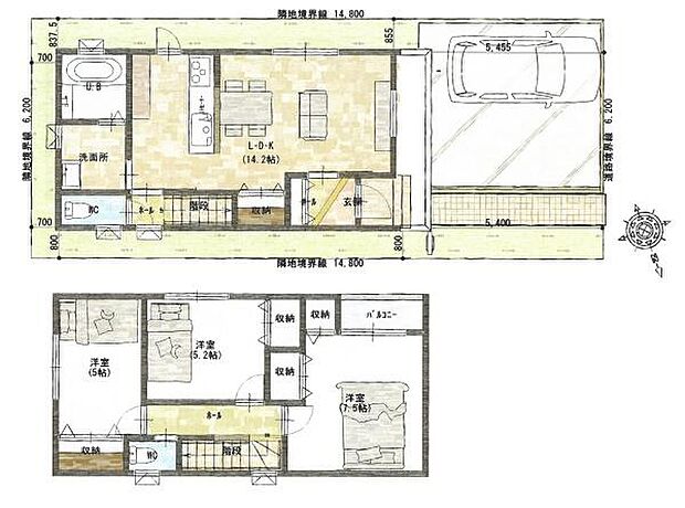 土地価格1680万、掲載建物プランによる建物価格1900万別途外構工事費用等必要となります。