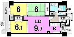 シャルマンコーポ第3瀬田1 3LDKの間取図画像