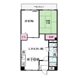 レジデンス田園 2LDKの間取図画像
