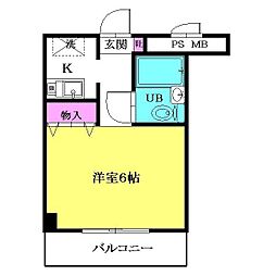 ベルード市川 1Kの間取図画像