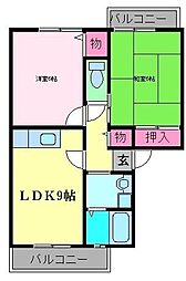 宗久園ハイツA棟 2LDKの間取図画像