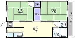 池尻ハイツ 2DKの間取図画像