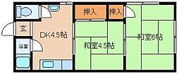 日高マンション 2DKの間取図画像