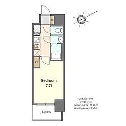 Ｓ−ＲＥＳＩＤＥＮＣＥ堺浜寺ａｘｉａｌ 7階1Kの間取り