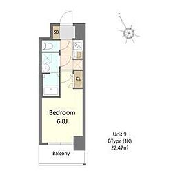 S-RESIDENCE堺浜寺broad 8階1Kの間取り
